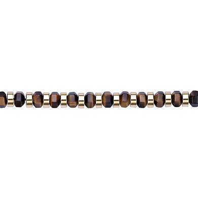 Men's LYNX Gold Ion-Plated Stainless Steel Tiger's Eye Bracelet