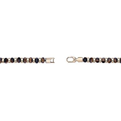 Men's LYNX Gold Ion-Plated Stainless Steel Tiger's Eye Bracelet
