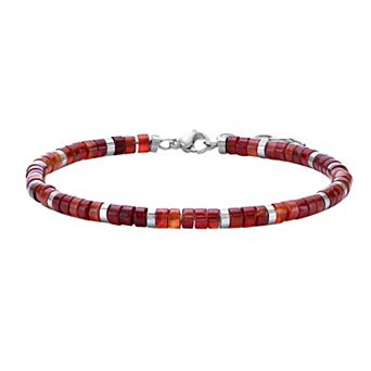 Men's LYNX Stainless Steel Red Agate Bracelet