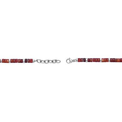 Men's LYNX Stainless Steel Red Agate Bracelet
