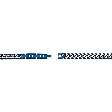 Men's LYNX Blue Ion-Plated Stainless Steel 8mm Curb Chain Bracelet