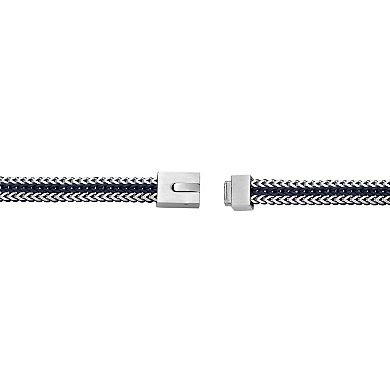 Men's LYNX Stainless Steel Blue Cord Bracelet
