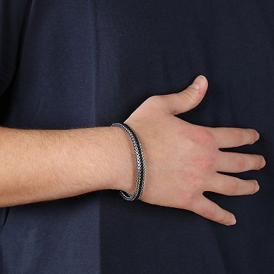 Men's LYNX Stainless Steel Blue Cord Bracelet