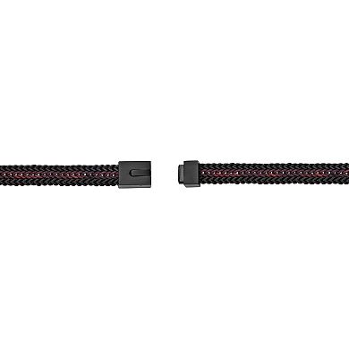Men's LYNX Gold Ion-Plated Stainless Steel Black Cord Bracelet
