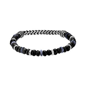 Men's LYNX Stainless Steel Semi Precious Stone Stretch Bracelet