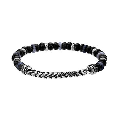 Men's LYNX Stainless Steel Semi Precious Stone Stretch Bracelet