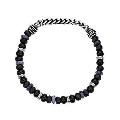Men's LYNX Stainless Steel Semi Precious Stone Stretch Bracelet