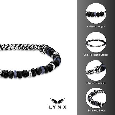Men's LYNX Stainless Steel Semi Precious Stone Stretch Bracelet