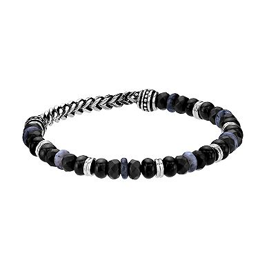 Men's LYNX Stainless Steel Semi Precious Stone Stretch Bracelet