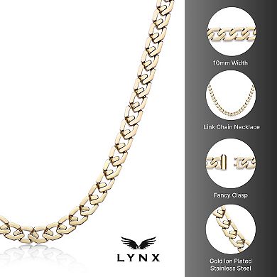 Men's LYNX Gold Ion-Plated Stainless Steel Chain Link Necklace