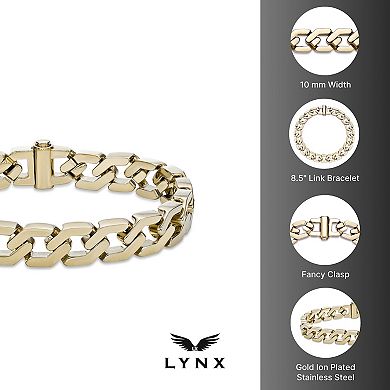Men's LYNX Gold Ion-Plated Stainless Steel Chain Link Bracelet