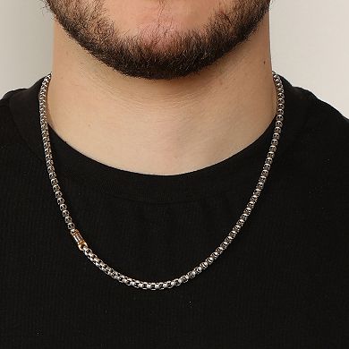 Men's LYNX Stainless Steel Two Tone Box Chain Necklace
