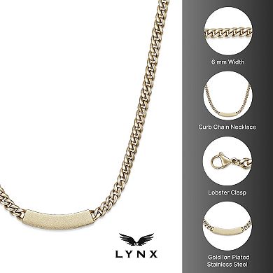 Men's LYNX Stainless Steel Gold Tone Ion-Plated Curb Chain Necklace