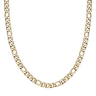 Men's LYNX Stainless Steel Gold Tone Ion-Plated Figaro Chain Necklace