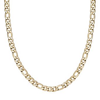 Men's LYNX Stainless Steel Gold Tone Ion-Plated Figaro Chain Necklace