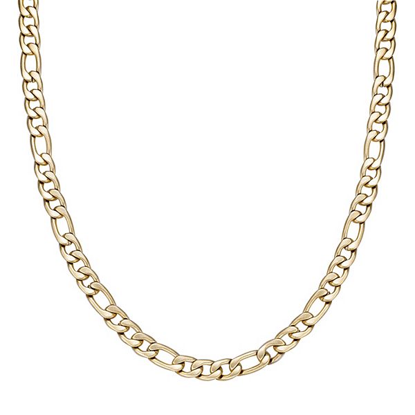 Mens Lynx Stainless Steel Gold Tone Ion Plated Figaro Chain Necklace 6316