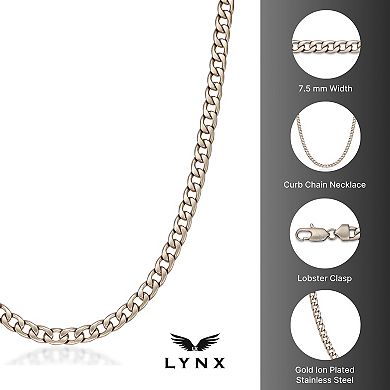 Men's LYNX Stainless Steel Gold Tone Ion-Plated Curb Chain Necklace