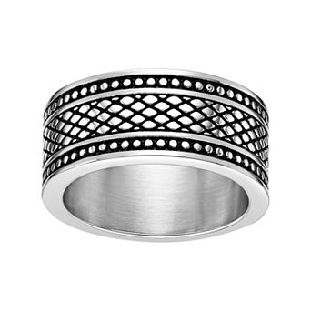 Men's LYNX Stainless Steel Textured Band Ring