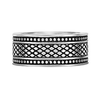 Men's LYNX Stainless Steel Textured Band Ring