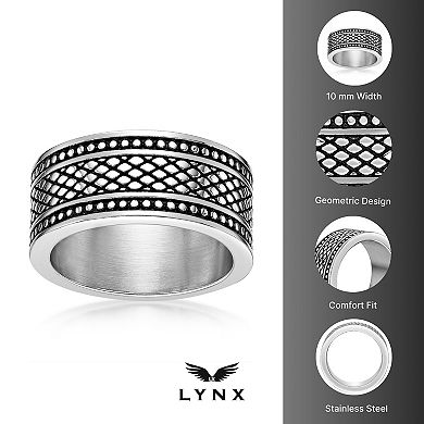 Men's LYNX Stainless Steel Textured Band Ring