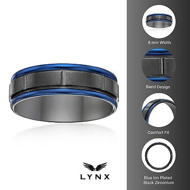 Men's LYNX Black Zirconium & Blue Ion-Plated Ring
