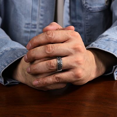 Men's LYNX Black Zirconium Textured Ring