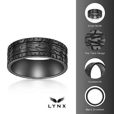 Men's LYNX Black Zirconium Tire Pattern Ring