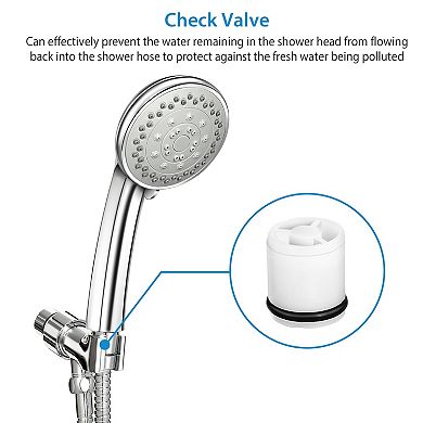 Silver, Stainless High-pressure Handheld Shower Head With 5 Spray Settings