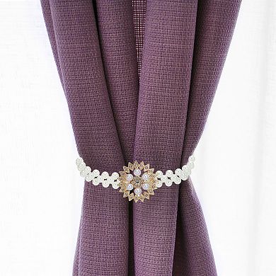 Curtain Tiebacks Ropes, 2 Pack Elastic Snow-flower Style Drape Tie Backs For Home Decor
