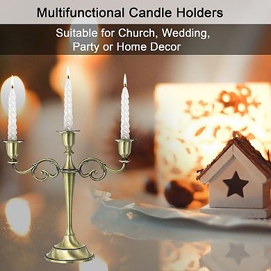 Candelabra Candle Holders, 3 Arm Metal Candlestick Stand for Taper Candles