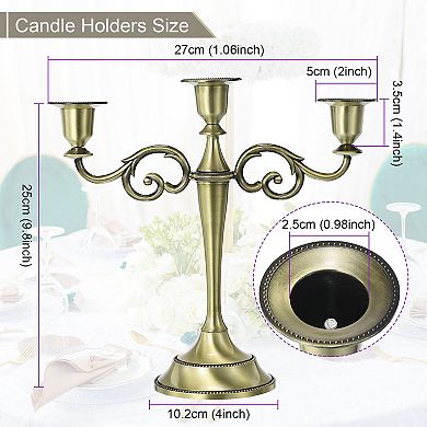 Candelabra Candle Holders, 3 Arm Metal Candlestick Stand for Taper Candles
