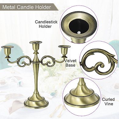 Candelabra Candle Holders, 3 Arm Metal Candlestick Stand for Taper Candles