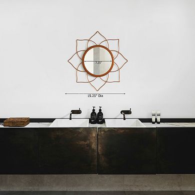 Uniquewise Decorative Flower Shape Rose Gold Metal Frame Mirror