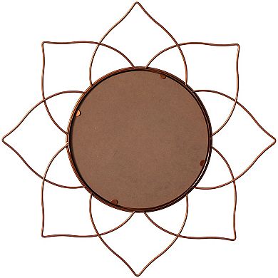Uniquewise Decorative Flower Shape Rose Gold Metal Frame Mirror