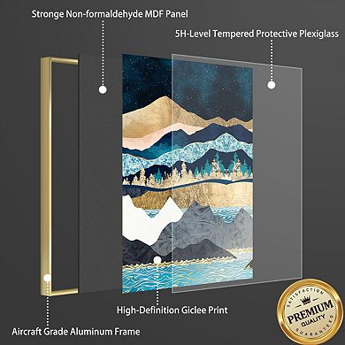Full House 3 Panels Framed Canvas Wall Artoil Paintings Abstract Night Mountain Nature For Décor
