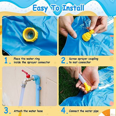 68'', Blue, Sprinkler Splash Pad Inflatable Blow Up Pool Sprinkle Play Mat