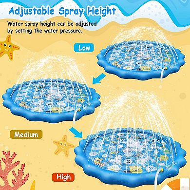 68'', Blue, Sprinkler Splash Pad Inflatable Blow Up Pool Sprinkle Play Mat