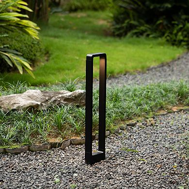 Decorative Driveway Bollard Rectangle LED Garden Light, Aluminum Pathway Outdoor Light