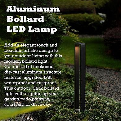Decorative Driveway Bollard Rectangle LED Garden Light, Aluminum Pathway Outdoor Light