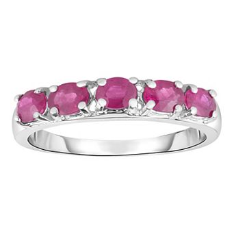 Oro Leoni 10k White Gold Ruby Ring
