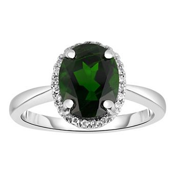 Oro Leoni 14k White Gold Chrome Diopside Diamond Ring