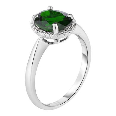 Oro Leoni 14k White Gold Chrome Diopside Diamond Ring