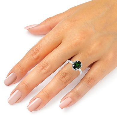 Oro Leoni 14k White Gold Chrome Diopside Diamond Ring