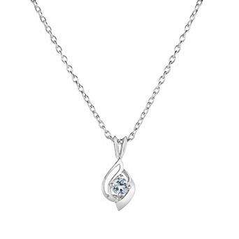 Oro Leoni Sterling Silver Aquamarine Pendant Necklace