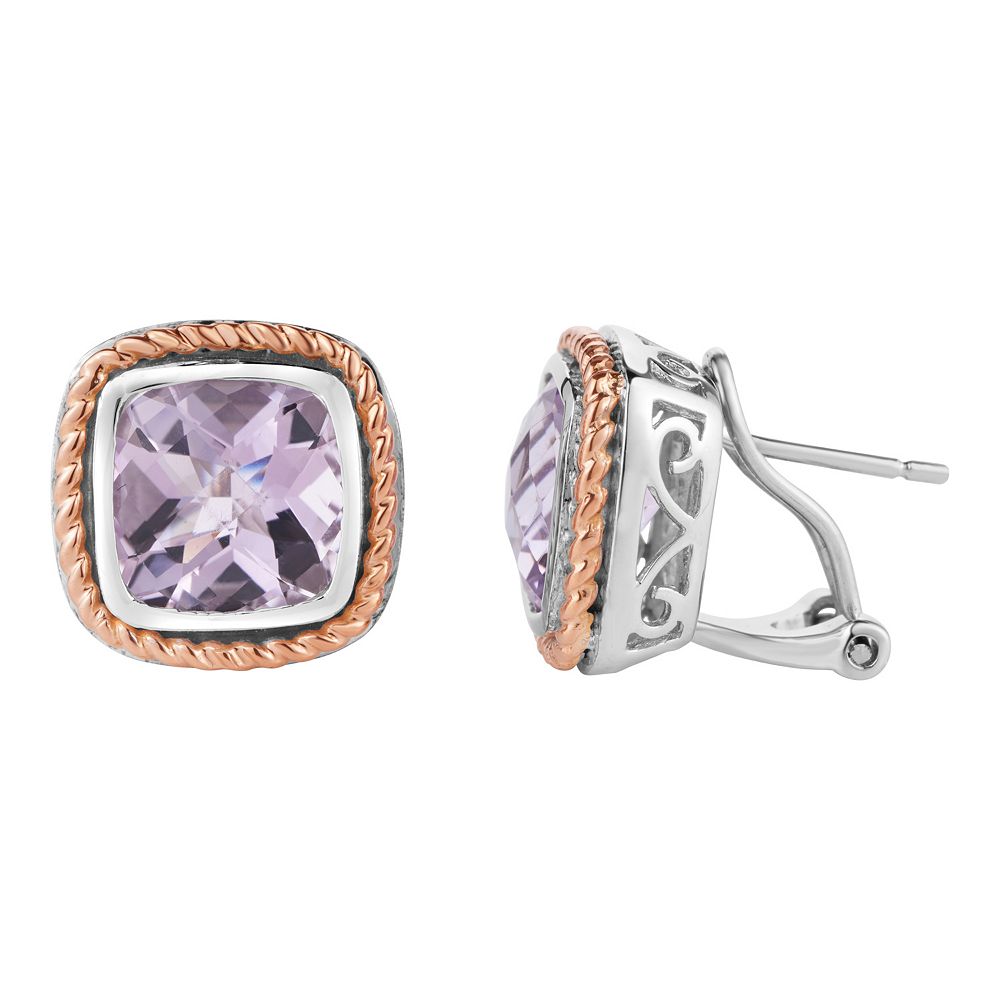 Sterling Silver Amethyst Curved Lines Earrings main image 0