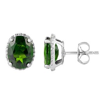 Oro Leoni 14k White Gold Chrome Diopside Diamond Earrings