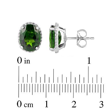 Oro Leoni 14k White Gold Chrome Diopside Diamond Earrings