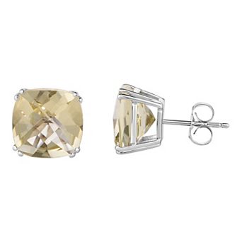 Oro Leoni 14k White Gold Lemon Quartz Stud Earrings