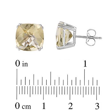 14k White Gold Lemon Quartz Stud Earrings