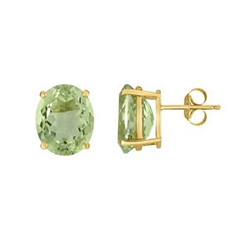 Oro Leoni 14k Gold Green Quartz Stud Earrings